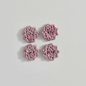 4 Petite Flower Buttons, Handcrafted Buttons, Handmade Flower Buttins